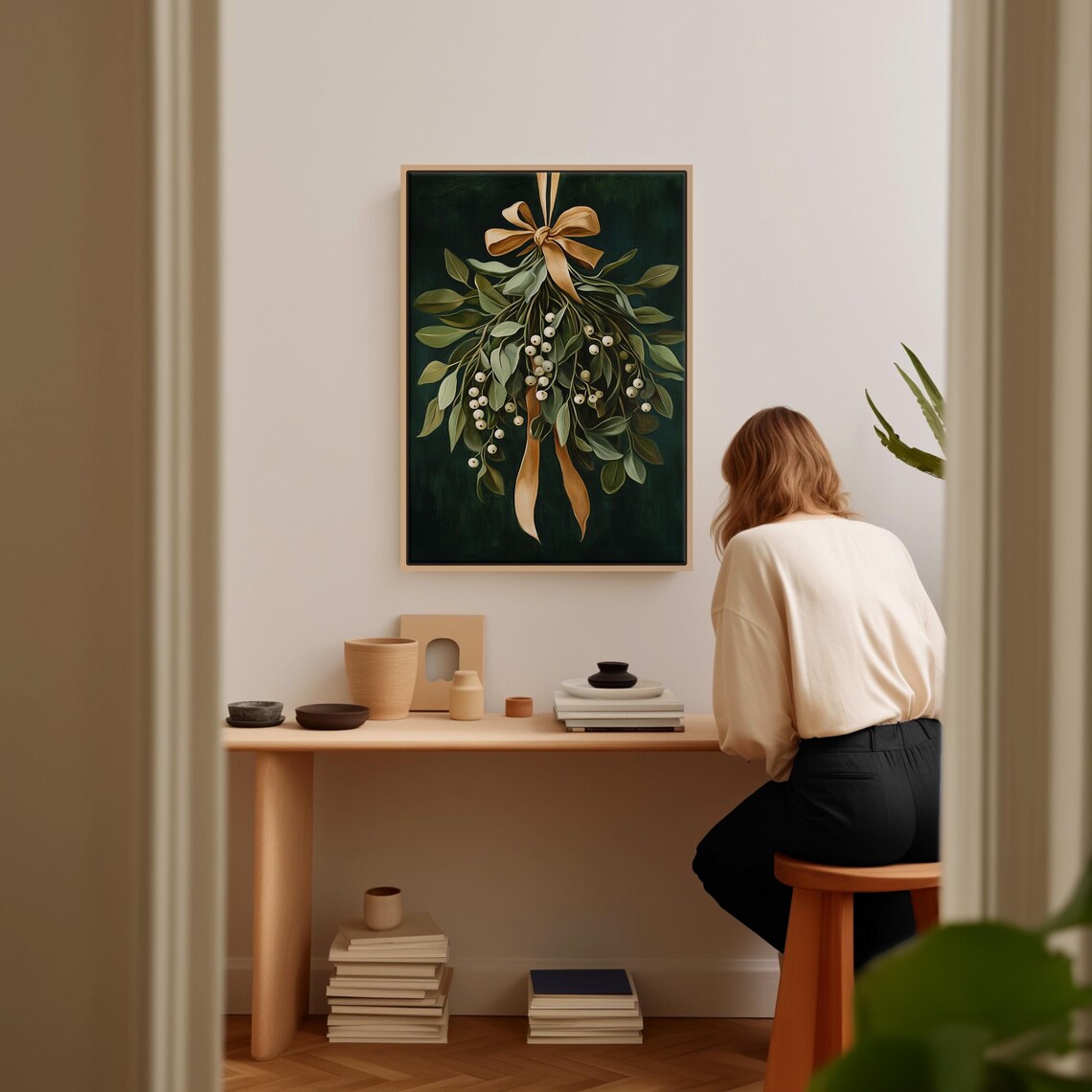 Elegant Mistletoe, Rustic Vintage Christmas Decor - Image 4