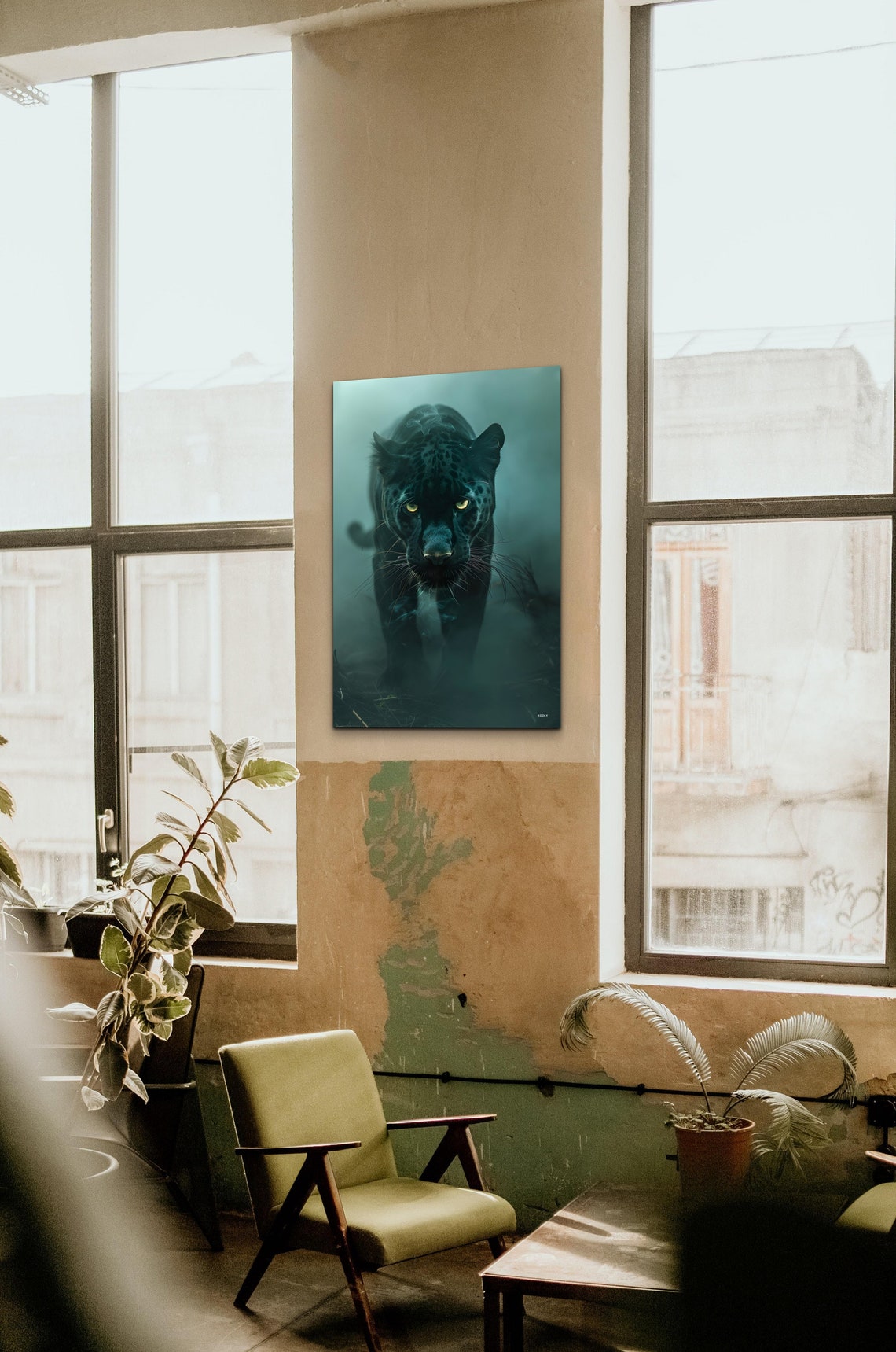 Black Panther Emerging from Mist with Piercing Intense Eyes Wall Art - Image 3