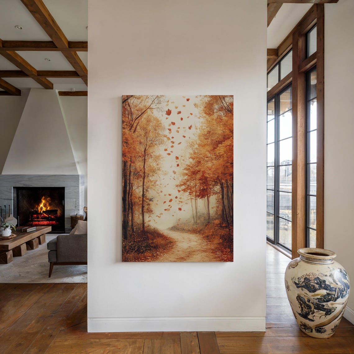 Autumn Forest Path With Falling Maple Leaves Golden Season Poster - Image 5