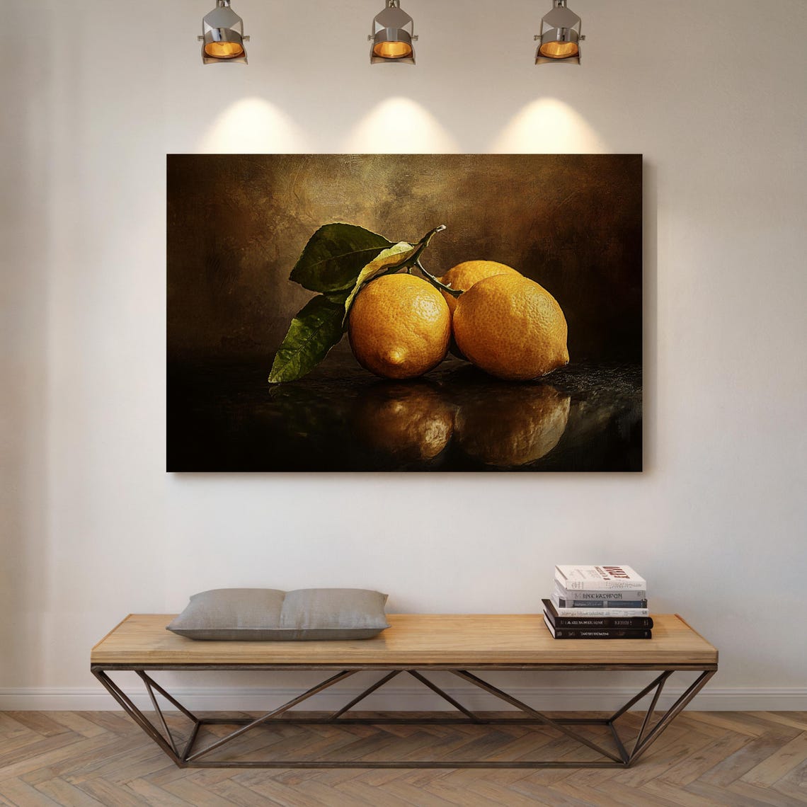 Three Lemons Still Life Painting on Dark Moody Background Poster - Image 5