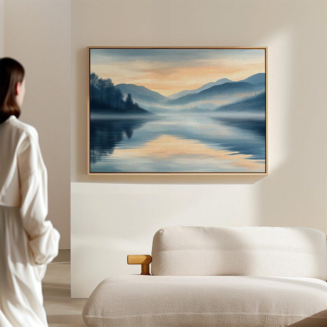 Calming Misty Mountain Lake Art Sunrise Reflection Wall Decor - Image 6