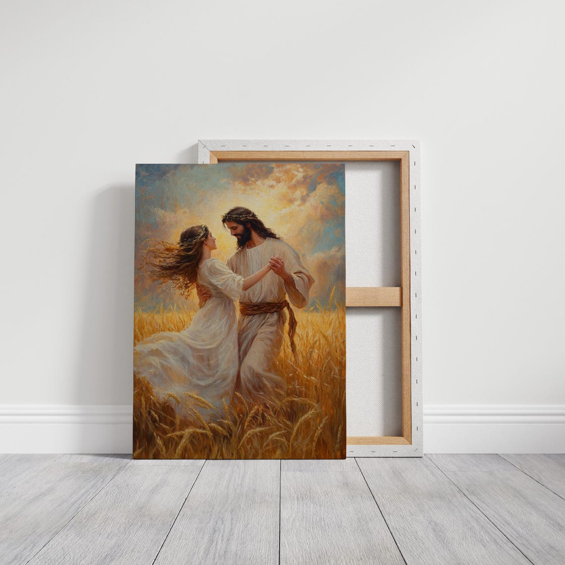Jesus Dancing Joyfully With a Woman in a Sunlit Wheat Field Poster - Image 6