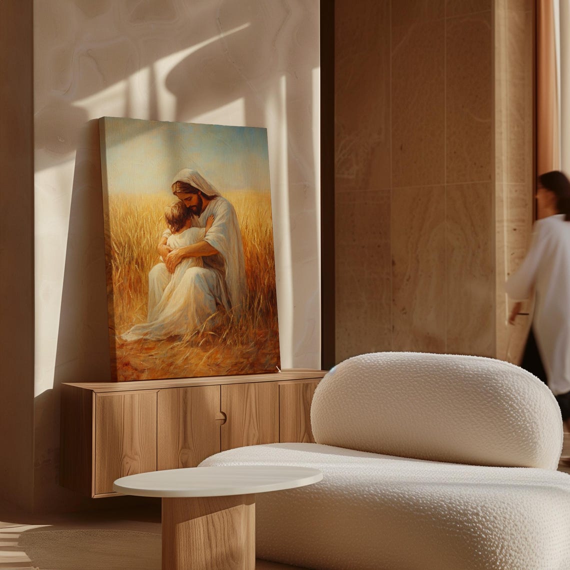 Jesus Kneeling to Embrace a Child in a Golden Wheat Field Poster - Image 7