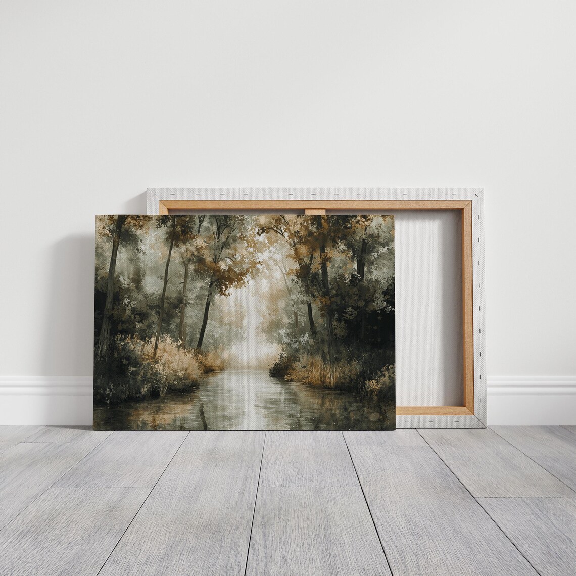 Tranquil Forest River Art Print, Rustic Nature Scene - Image 3