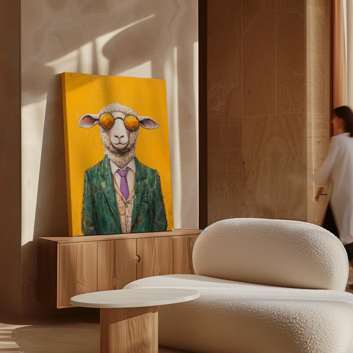 Cool Sheep in a Green Suit with Amber Sunglasses Fun Art Poster - Image 6