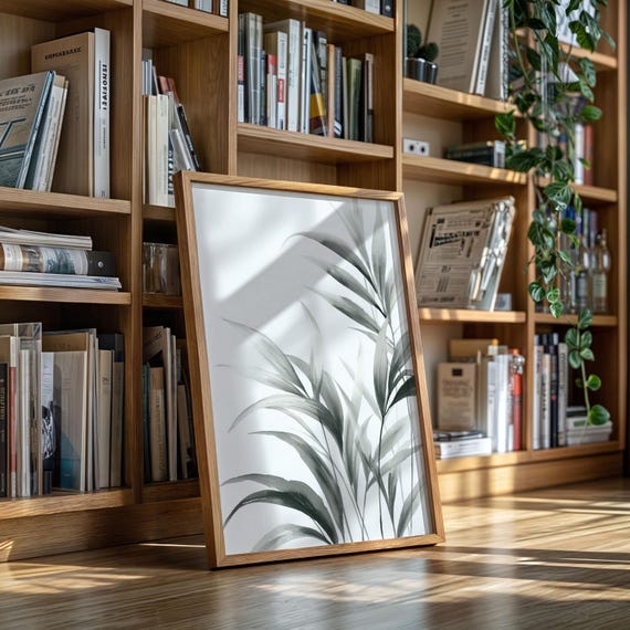 Minimal Black And White Bamboo Watercolor Art