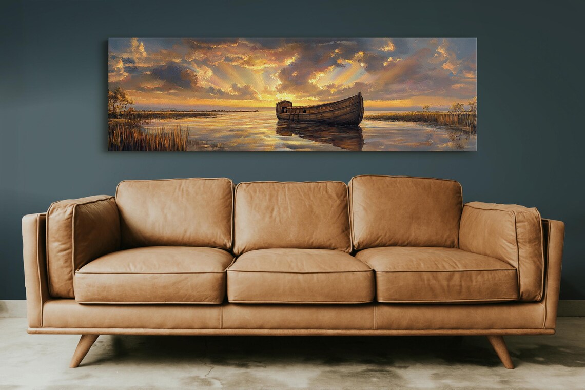 Noahs Ark Wooden Boat Sunset Faith Biblical Christian Art Poster - Image 4