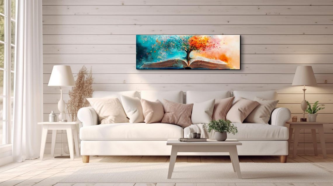 Tree Of Knowledge Growing From Open Book Magic Library Art Poster - Image 3