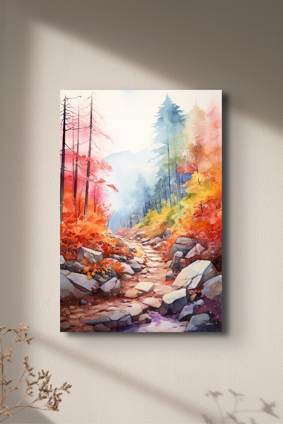 Hiking Trail Wall Art Abstract Art Adventure Art Mountain Hiking Art Print Mountain Artwork Koolyart