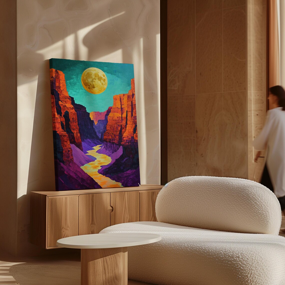 Canyon Moonlight Bold Abstract River Landscape - Image 3