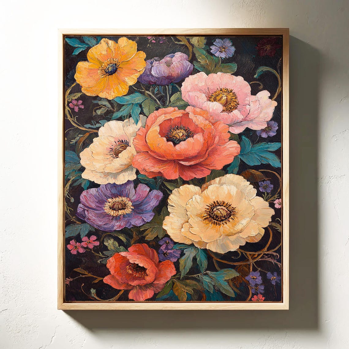 Vibrant Floral Bouquet Textured Oil Painting Bold Blooms Poster - Image 7