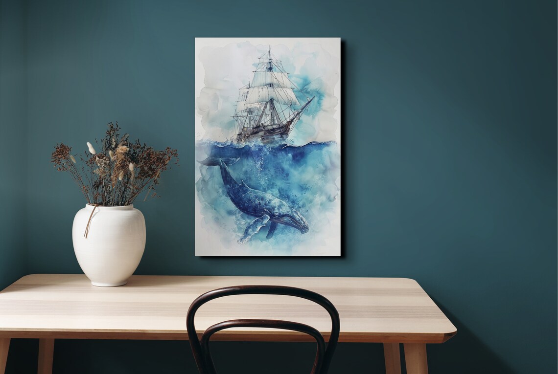 Whale Pirate Ship Watercolor Art Print, Nursery - Image 6
