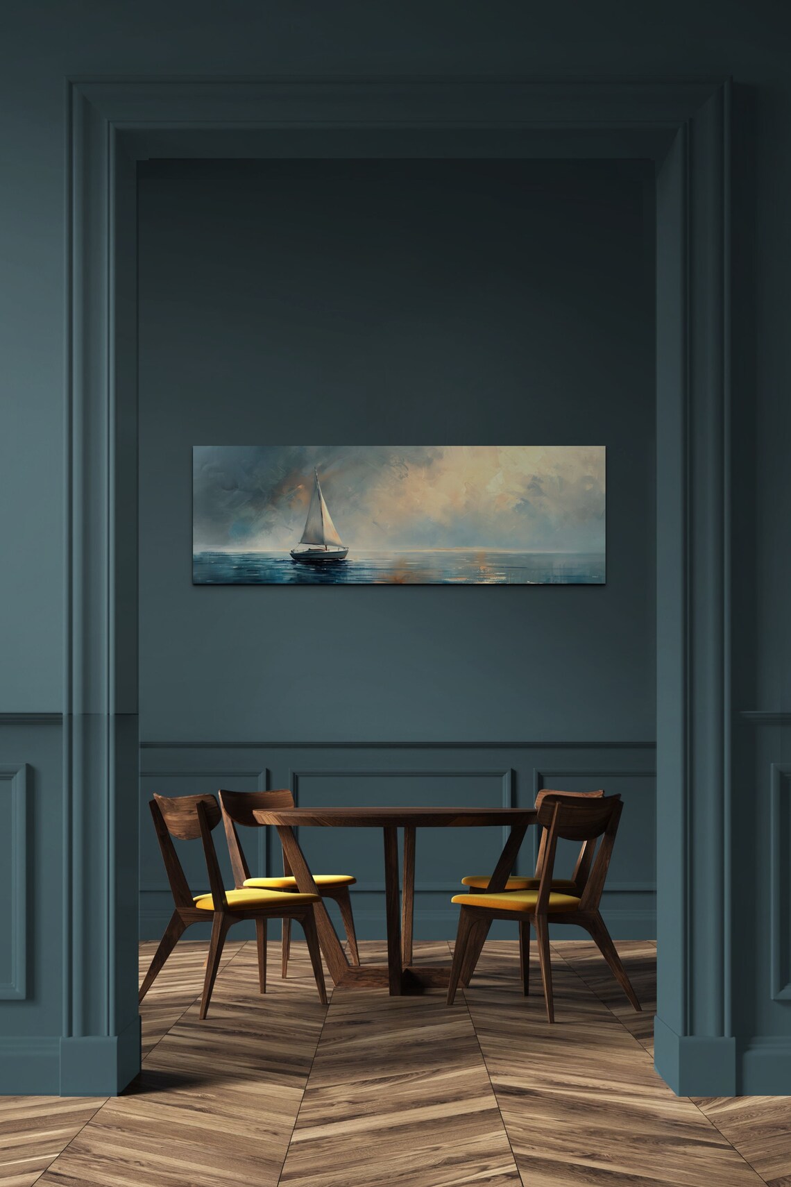 Vintage Sailboat Panoramic Artwork, Nautical Art Print - Image 6