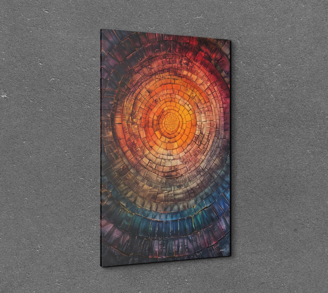 Colorful Concentric Circle Mosaic Brick Pattern Abstract Poster - Image 3