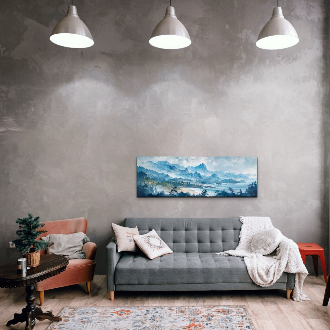 Panoramic Coast Range Mid Century Modern Mountain Wall Art - Image 6