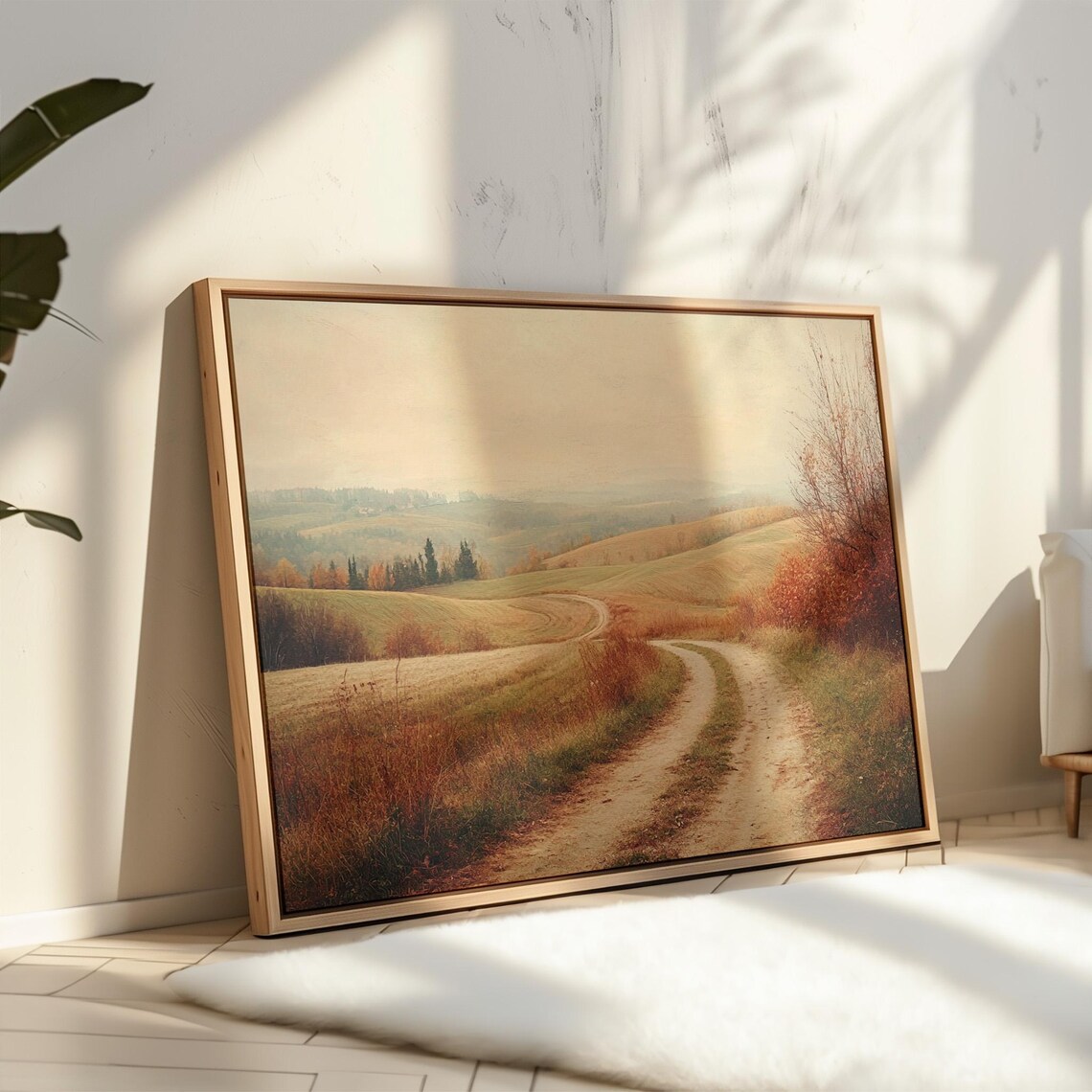 Rustic Countryside Path, Serene Rolling Hills Landscape - Image 4