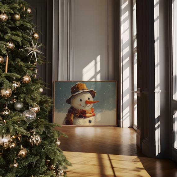 Smiling Snowman With Rustic Hat And Scarf