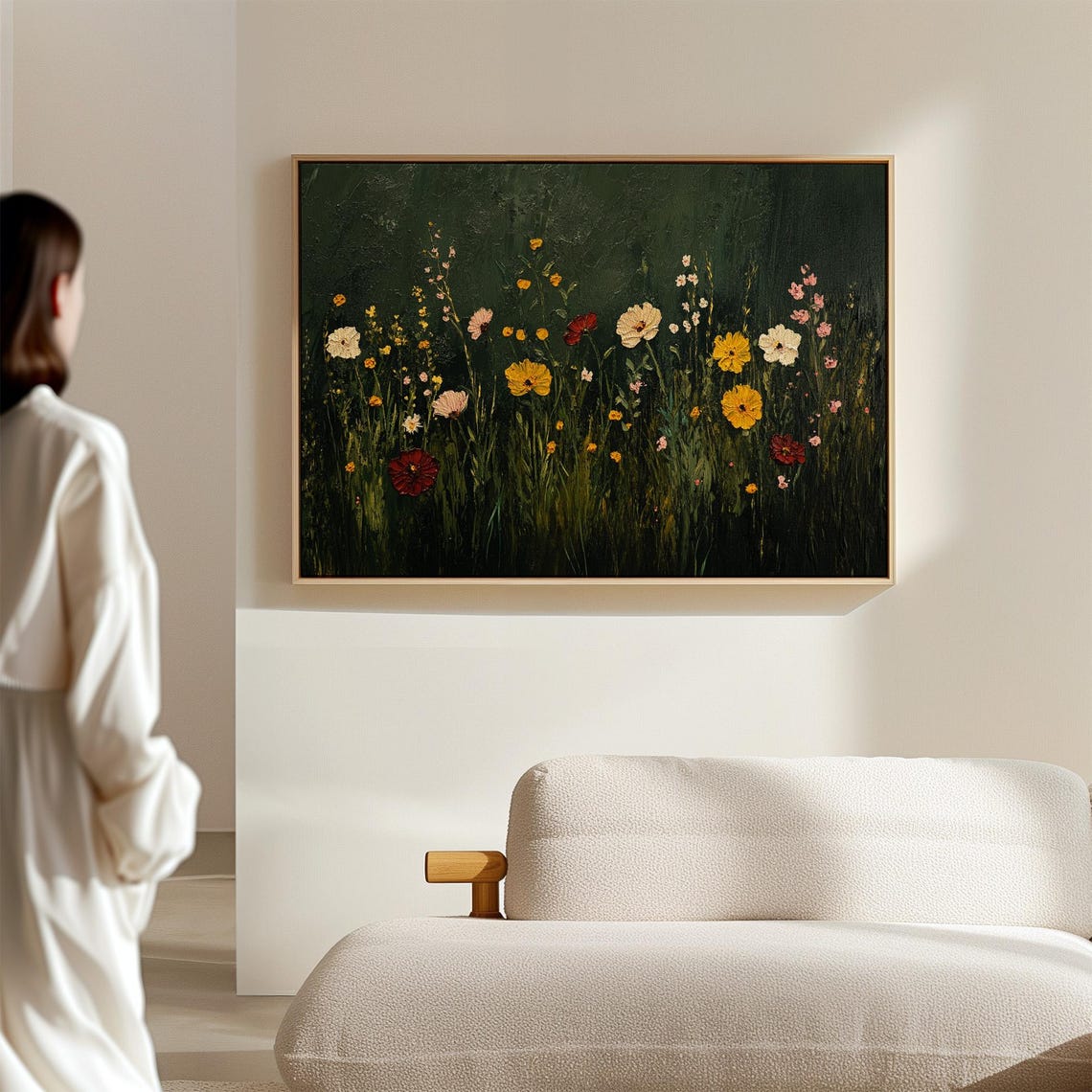 Wildflower Meadow Dark Green Background Vibrant Oil Paint Poster - Image 7