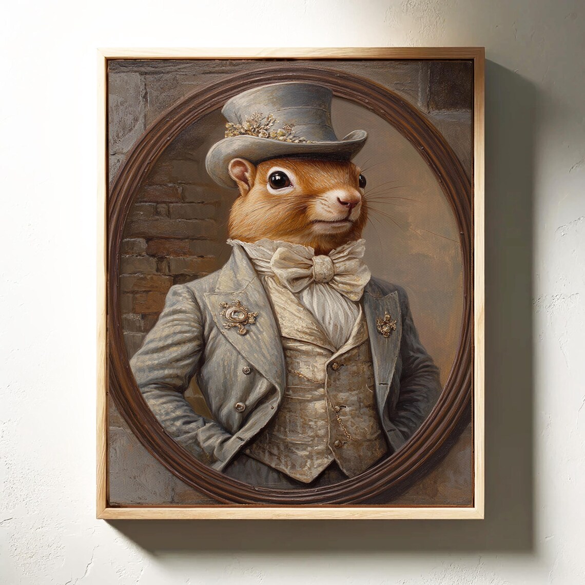 Dapper Squirrel Portrait Top Hat And Bow Tie Victorian Whimsical Animal Poster - Image 3