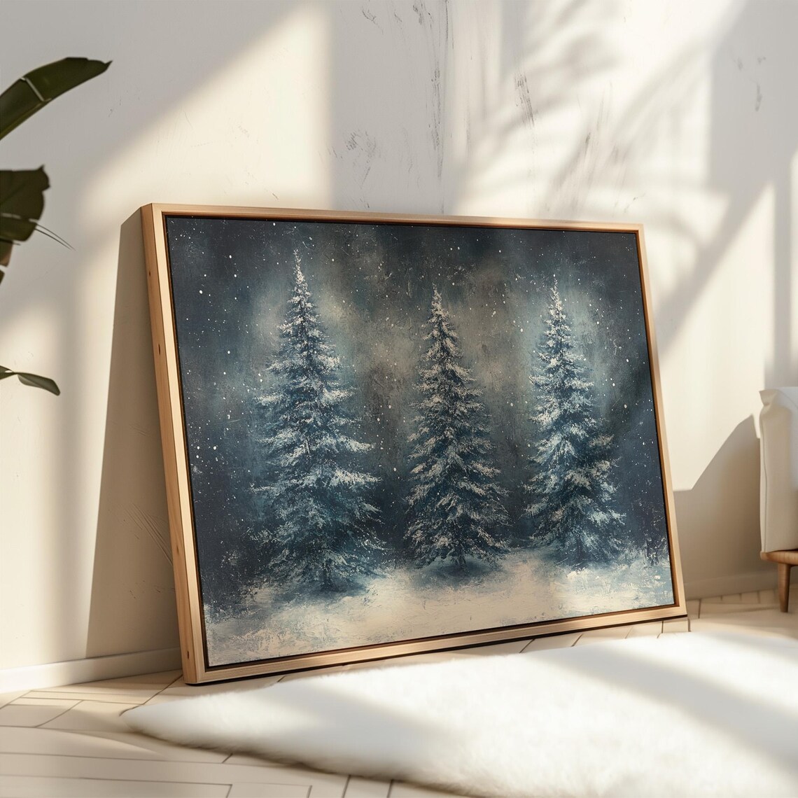 Snowy Evergreen Forest, Rustic Winter Art Print - Image 7