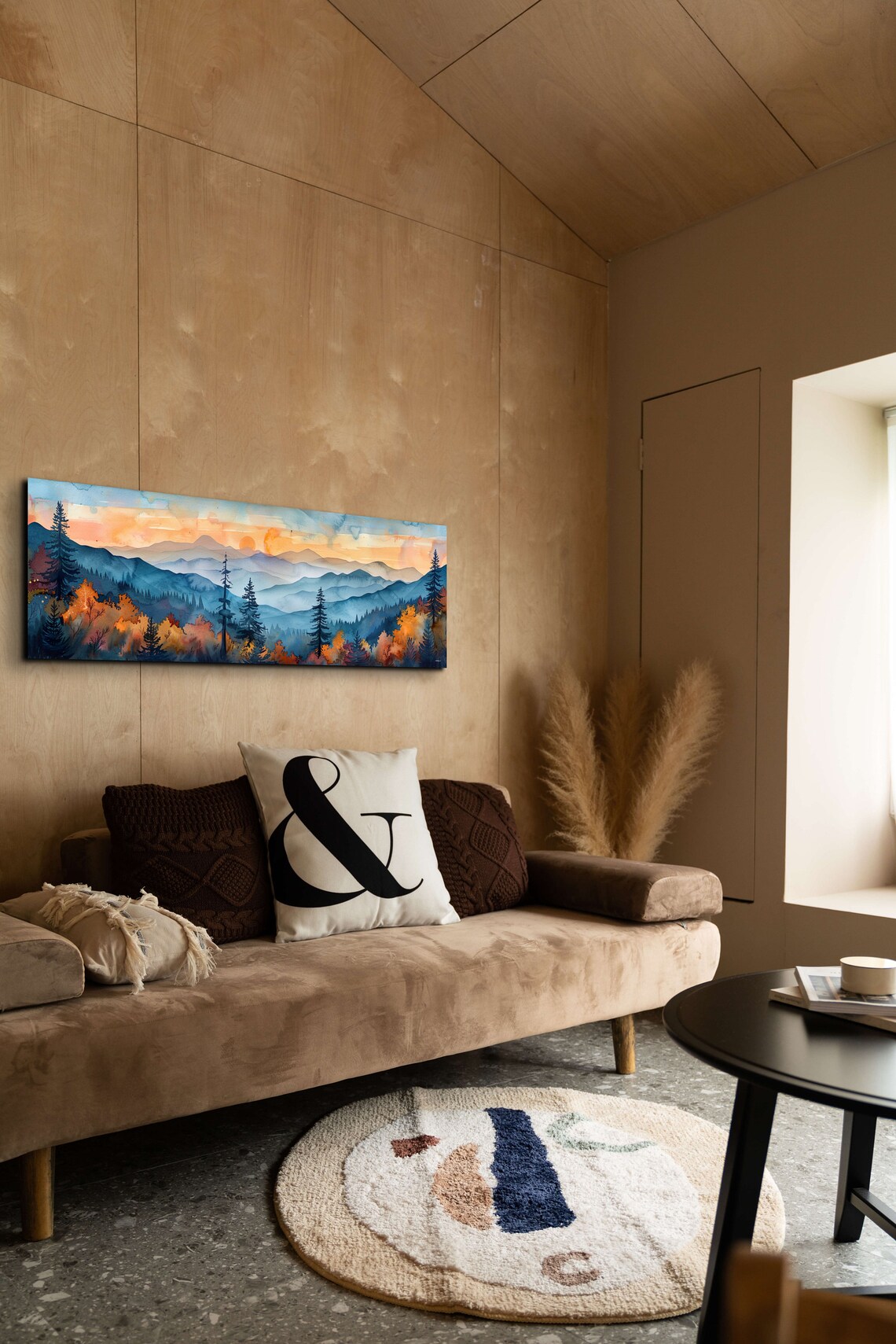 Adirondack Mountains Mid Century Modern Panoramic Scenery Wall Art - Image 4