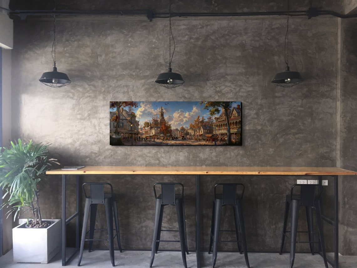 Old Western Town Street Golden Hour Historic Panoramic Poster - Image 5