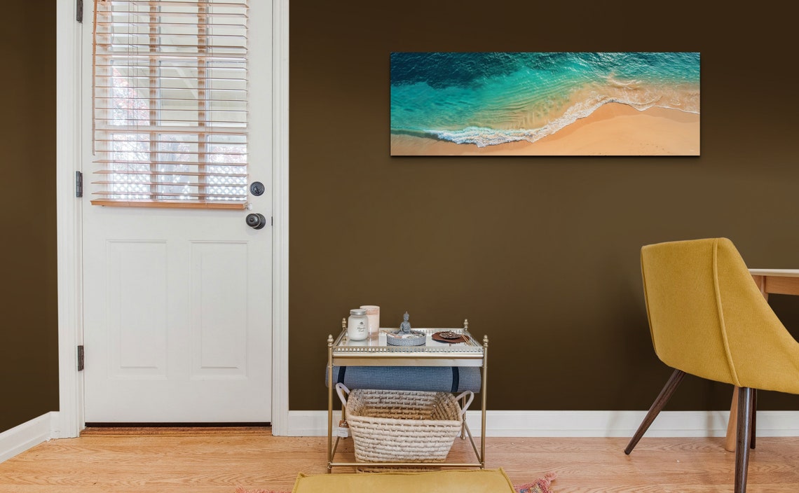 Aerial View Turquoise Ocean Wave On Sandy Beach Coastal Poster - Image 6