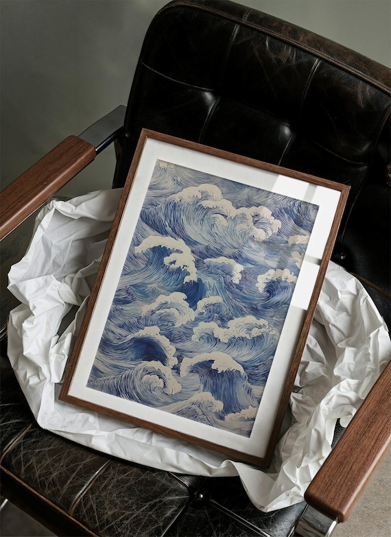 Indigo Ocean Waves In Motion Art Print