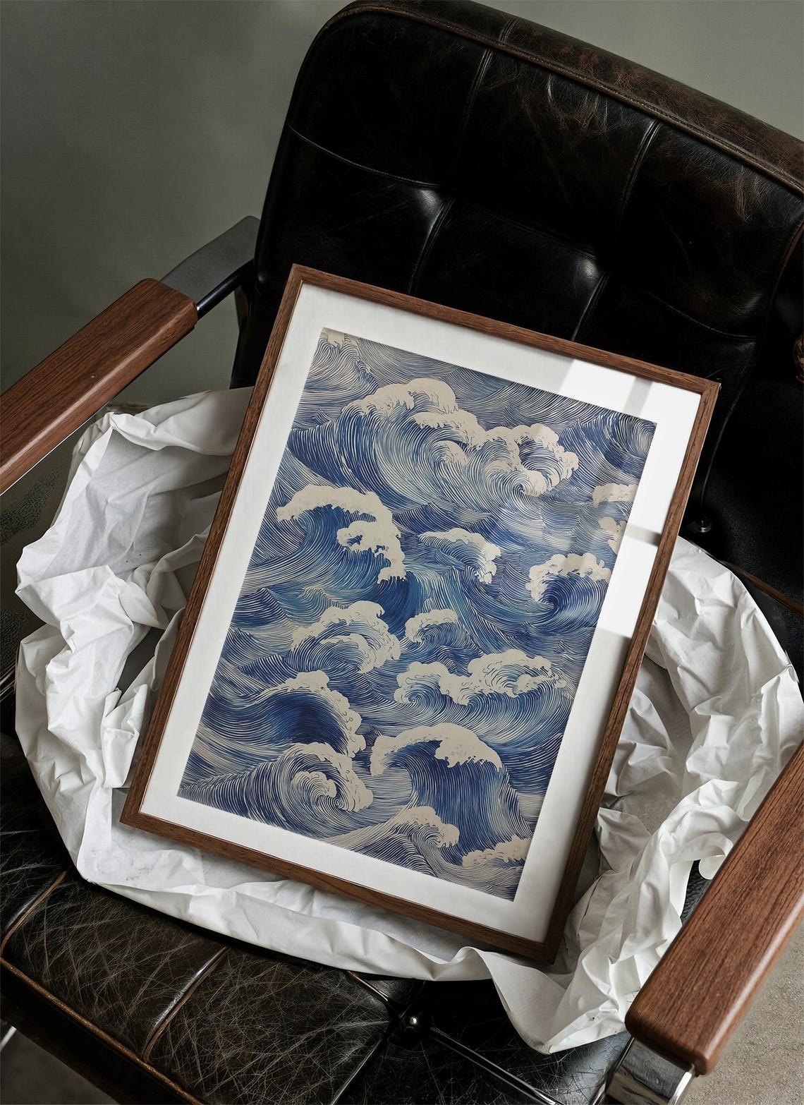 Indigo Ocean Waves In Motion Art Print