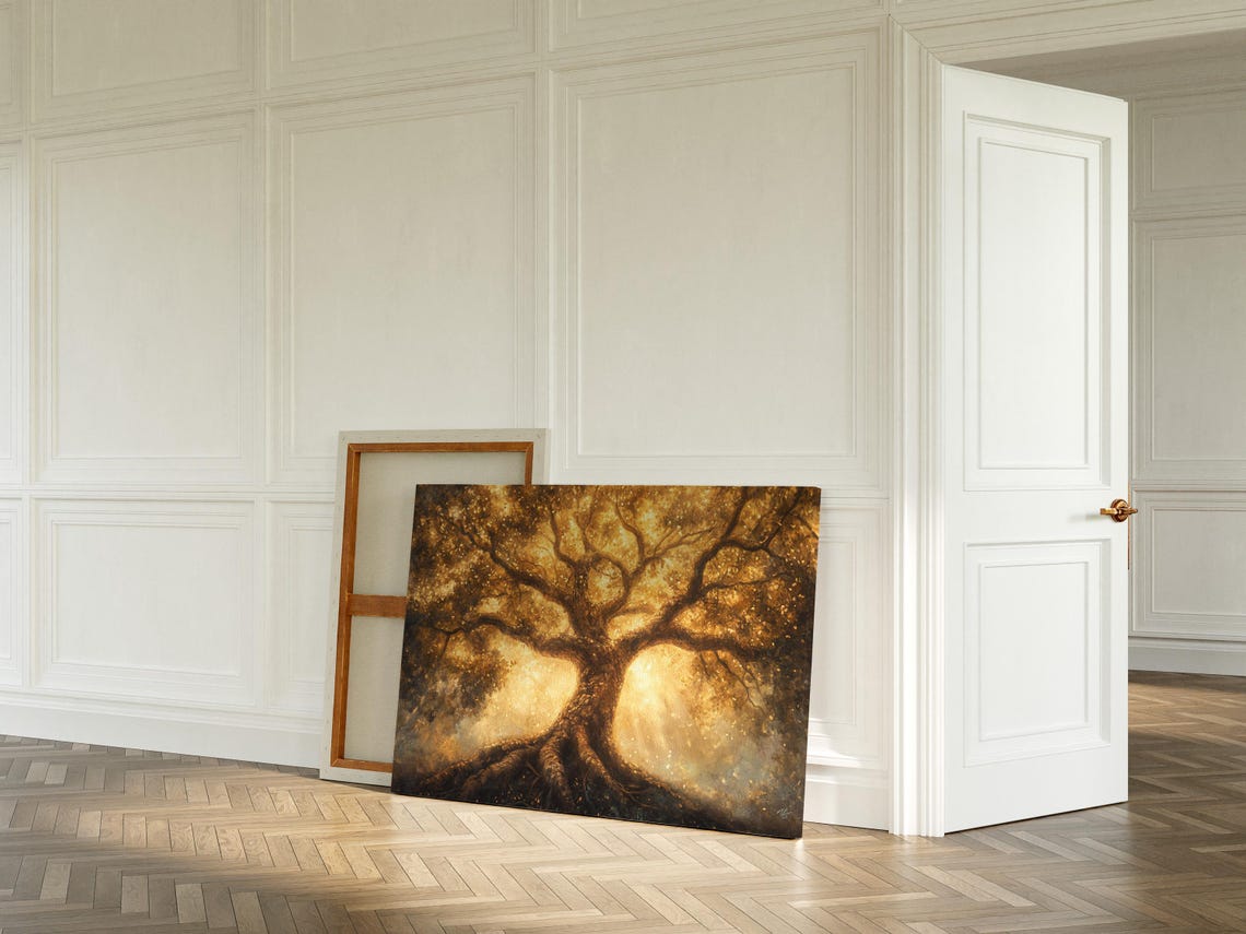 Radiant Golden Tree Of Life With Glowing Amber Leaves Light Poster - Image 7