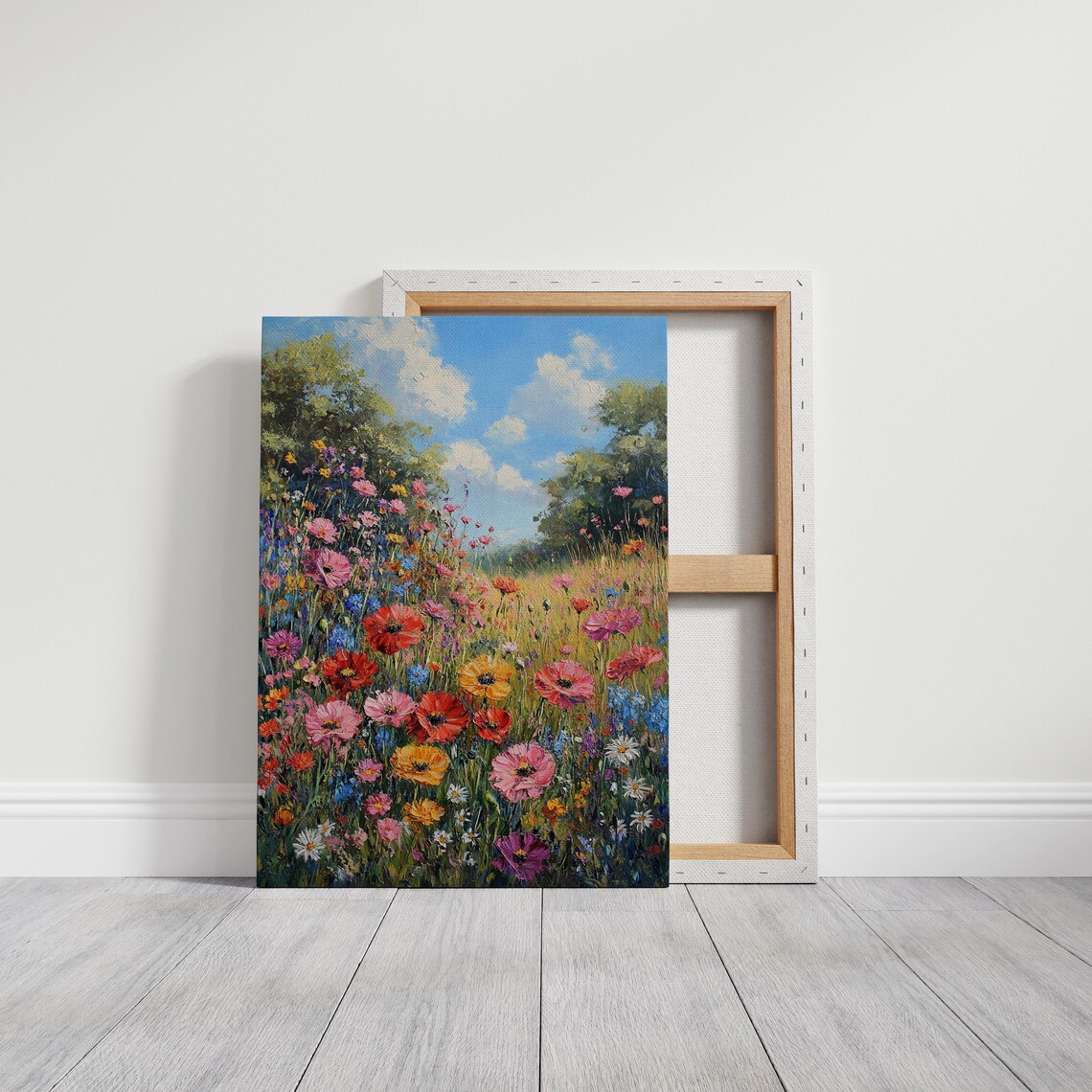 Vibrant Wildflower Meadow Lush Floral Landscape Oil Painting Poster - Image 3
