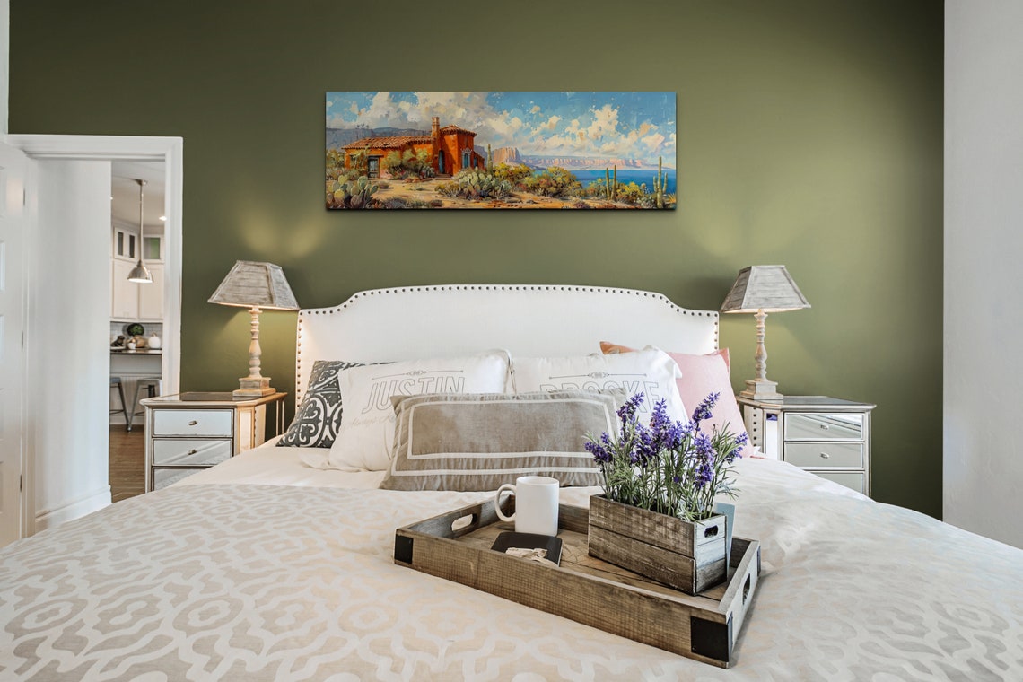 Southwest Desert Adobe House Cactus Saguaro Landscape Poster - Image 4