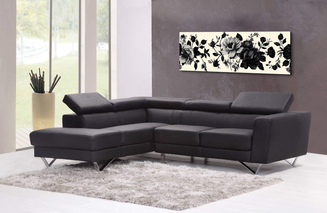 Elegant Black and White Botanical Roses Peonies Floral Art Poster - Image 6