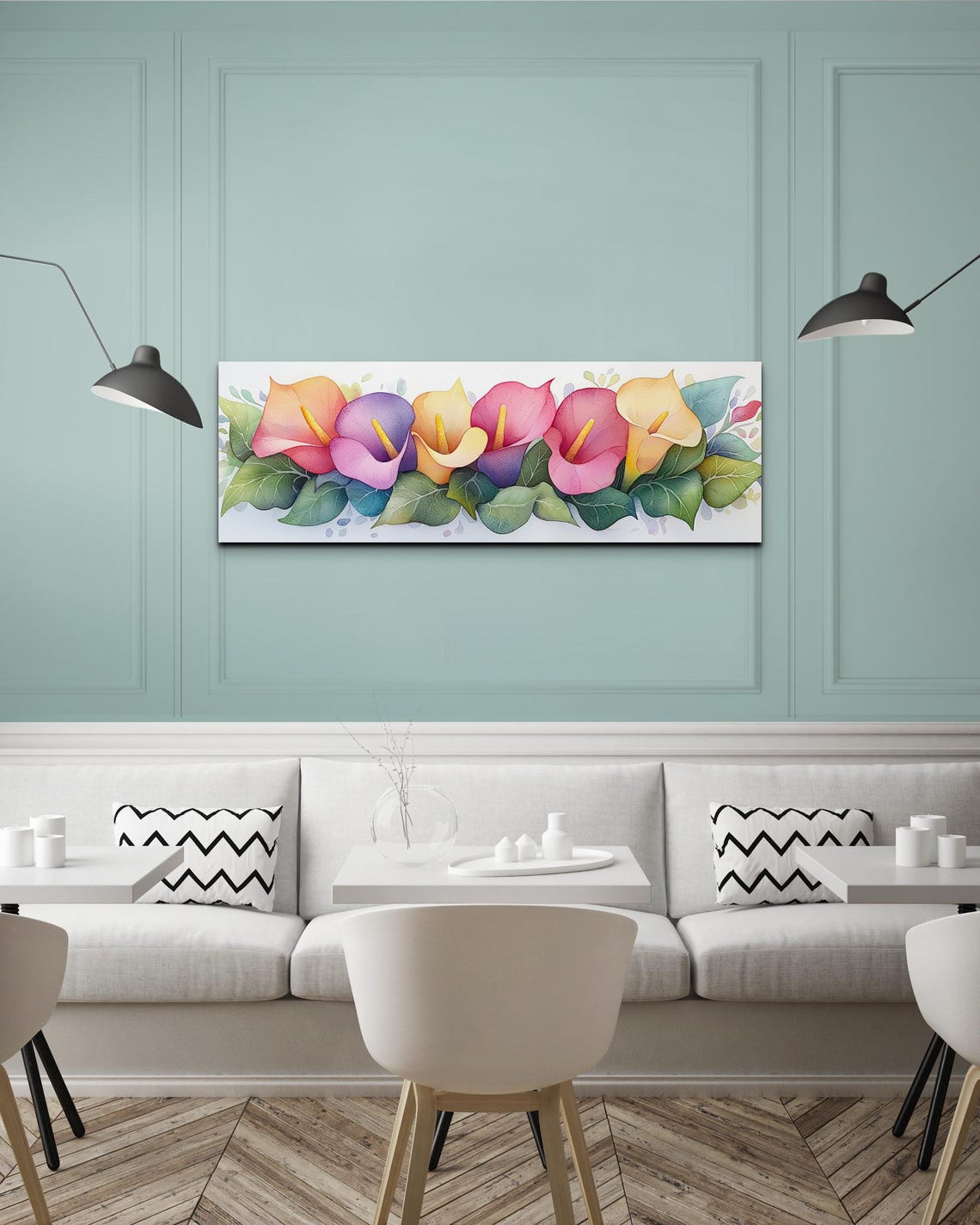 Bright Watercolor Calla Lilies Orange Pink Purple Blooms Poster - Image 3