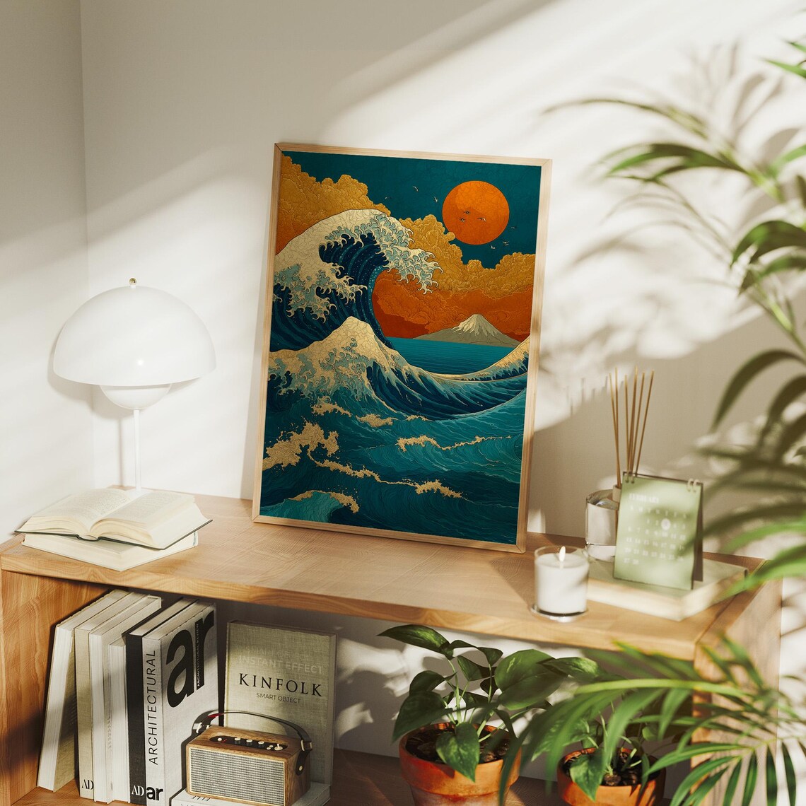 The Great Wave Under Crimson Sky Art Print