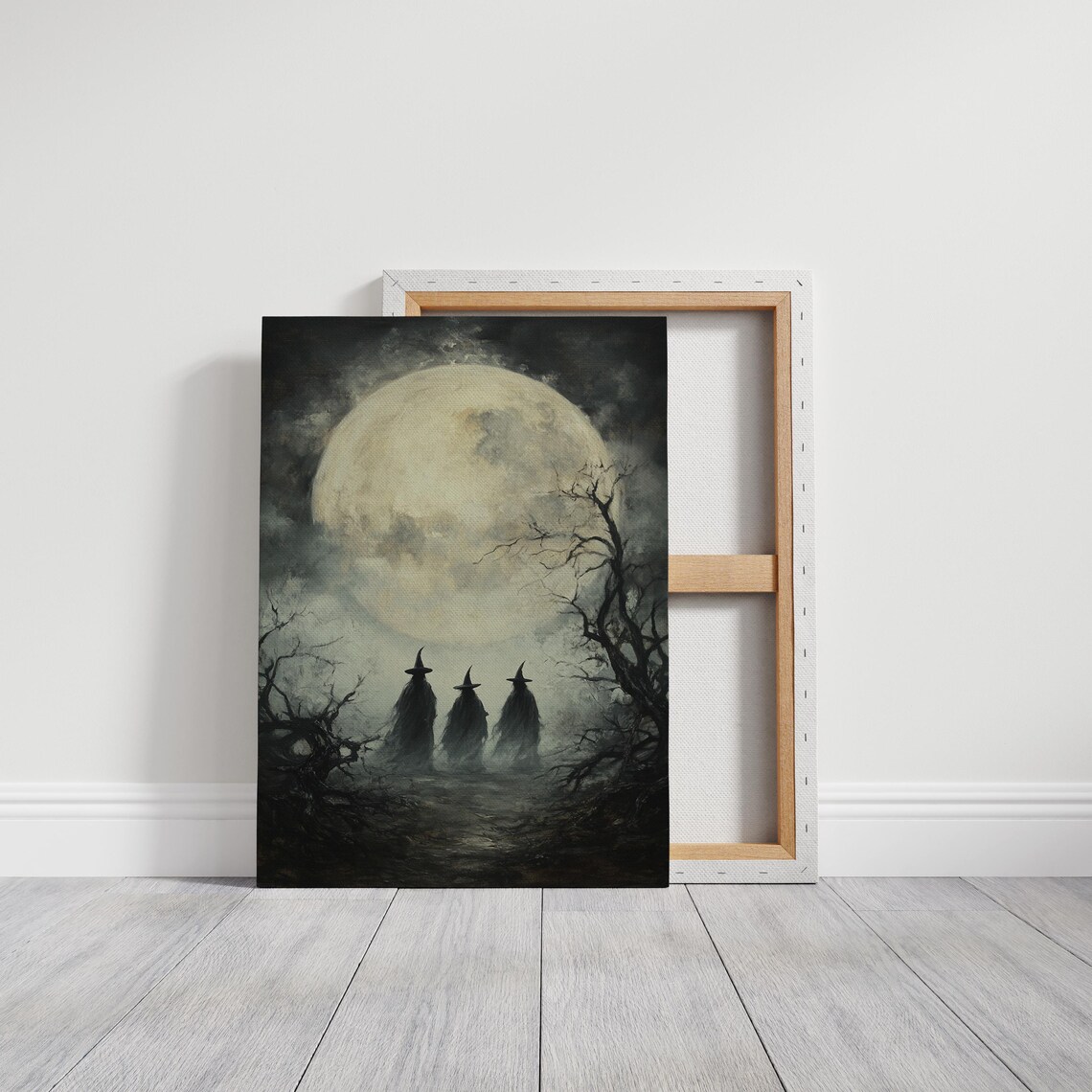 Three Witches Under Full Moon, Gothic Halloween Decor - Image 6