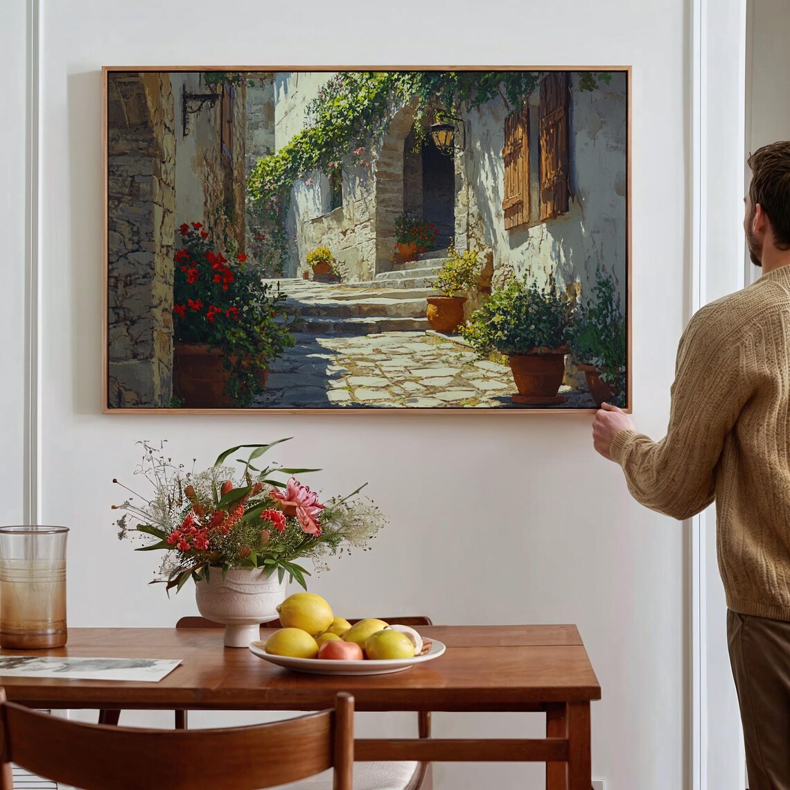 Rustic Mediterranean Village Alleyway, Tuscany Art Print - Image 2
