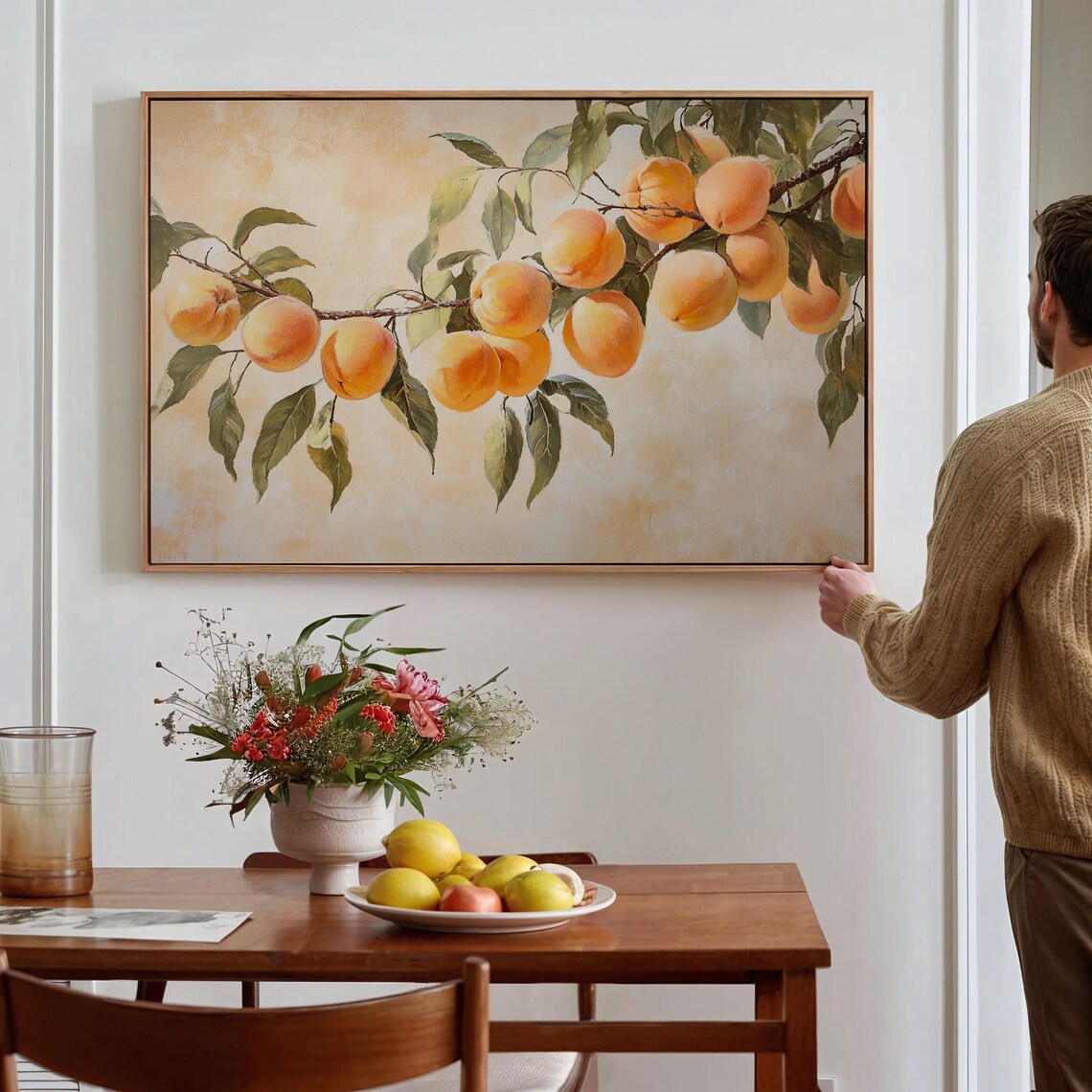 Peach Branch Art, Rustic Farmhouse Kitchen Decor - Image 4
