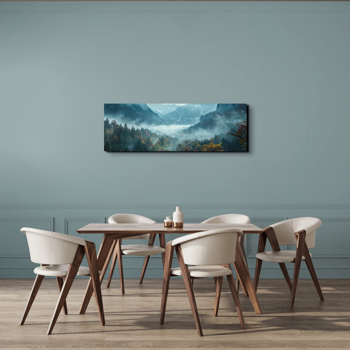 Foggy Misty Mountain Valley with Autumn Forest Colors Poster - Image 5