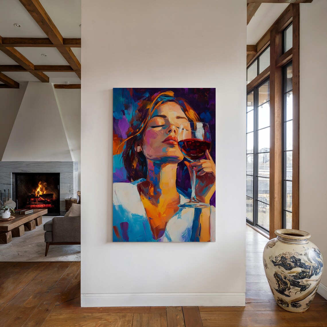 Vibrant Abstract Woman Wine Glass Colorful Impressionist Poster - Image 5