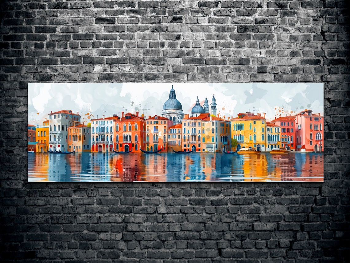 Colorful Venice Italy Landmark Boat River Oil Painting Watercolor Wall Art Calming Poster Print Homeoffice Room Decor Gifts - Image 2
