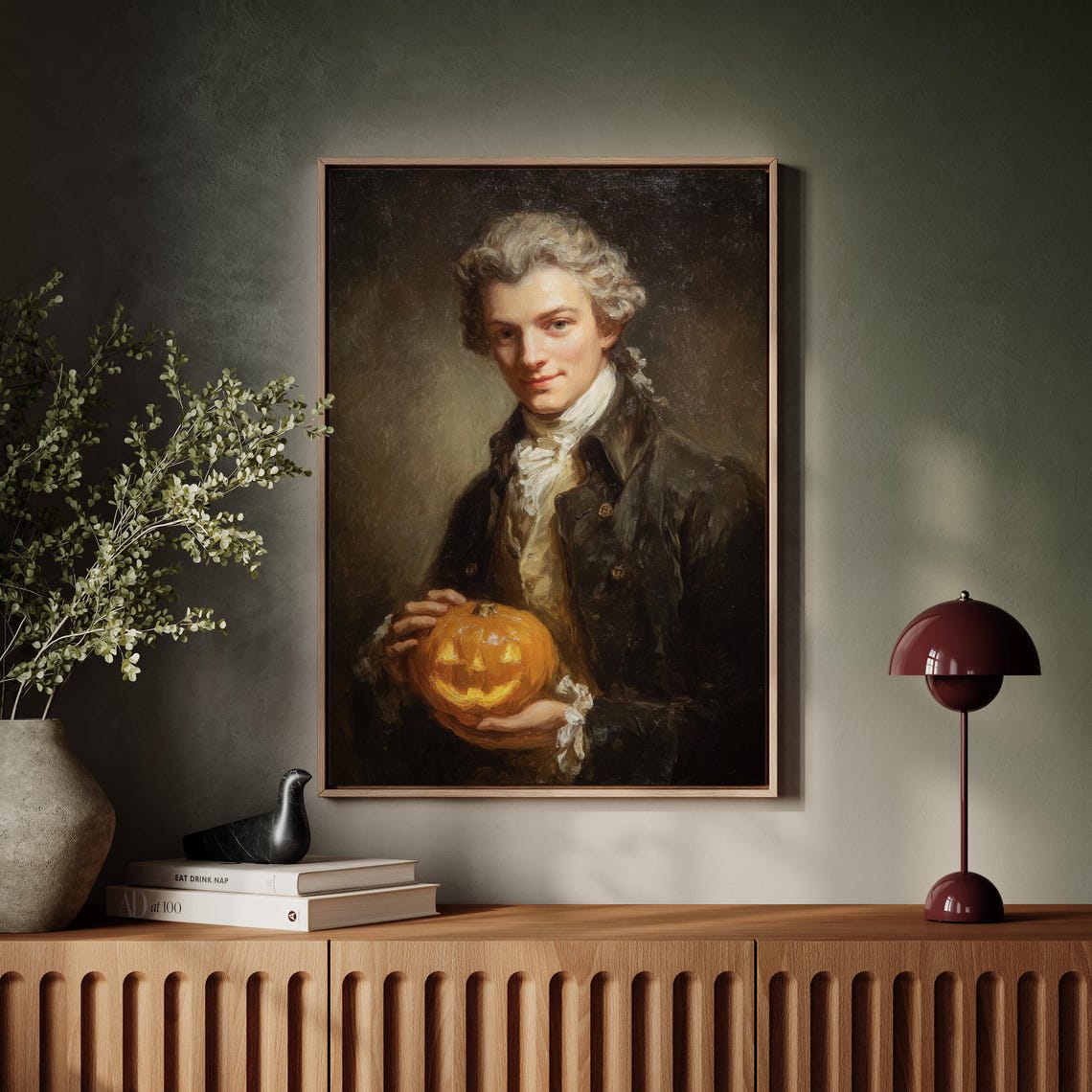 Gentleman Holding Jack O Lantern Vintage Halloween Portrait Poster