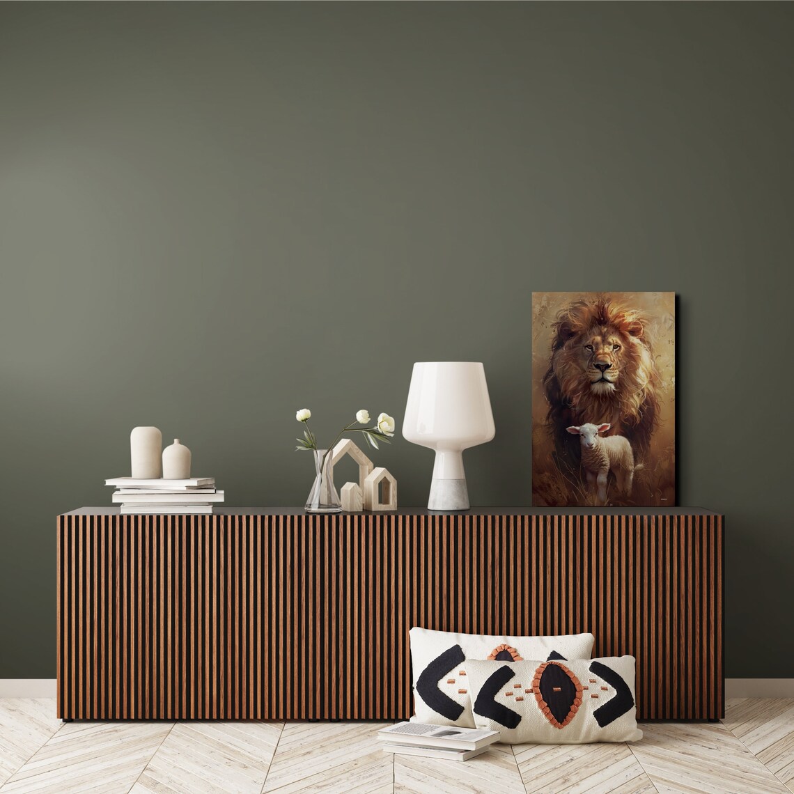 Lion and Lamb Religious Art Print, Christian Decor - Image 7