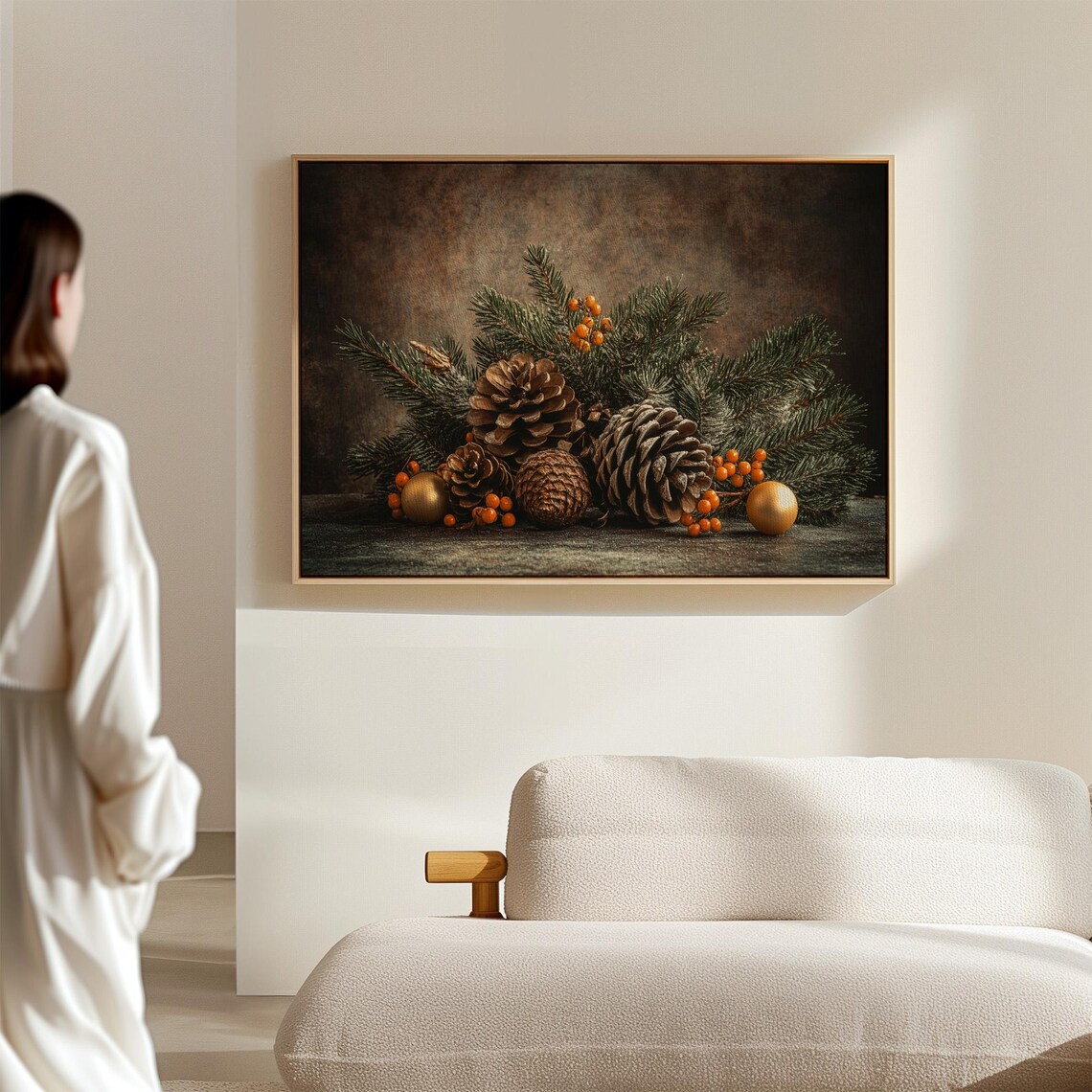 Rustic Christmas Pinecone And Evergreen Art Print - Image 5