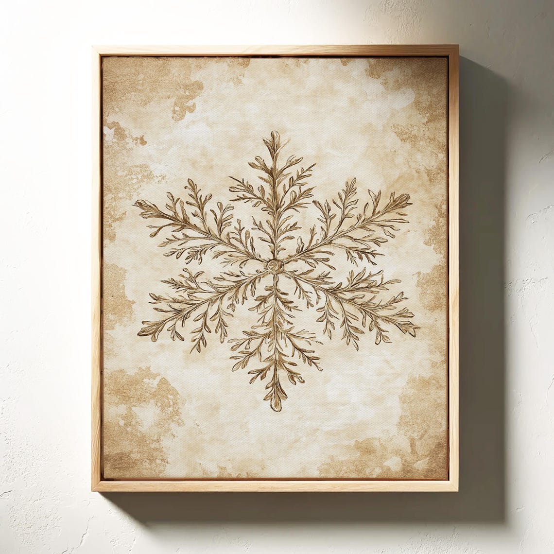 Antique Botanical Snowflake Illustration Sepia Winter Art Poster - Image 5