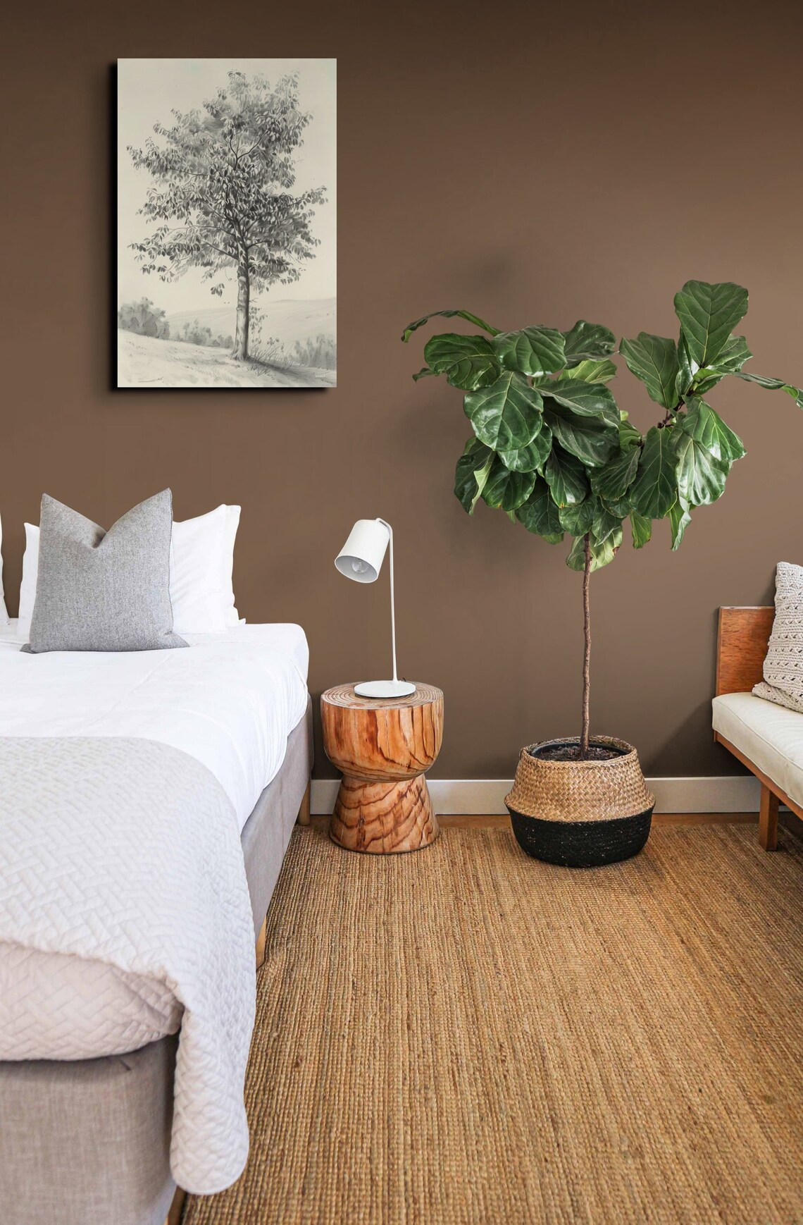 Oak Tree Charcoal Style Art Print, Neutral Decor - Image 3