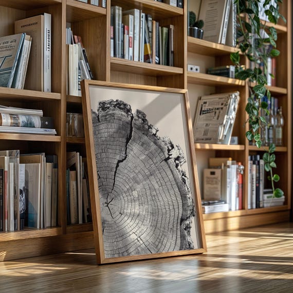 Detailed Tree Ring Illustration On Beige