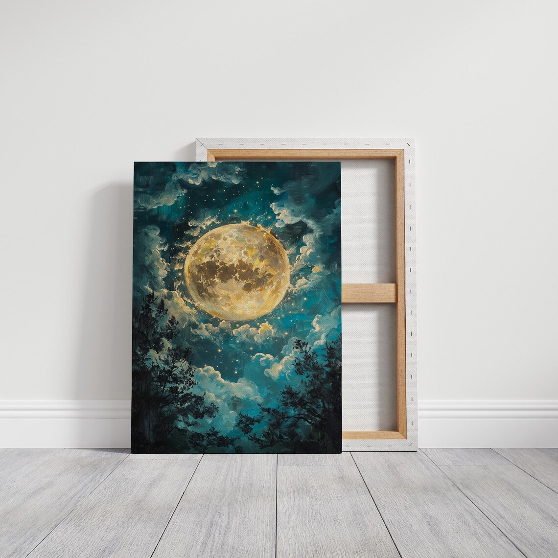 Radiant Full Moon Celestial Night Sky Wall Art - Image 3