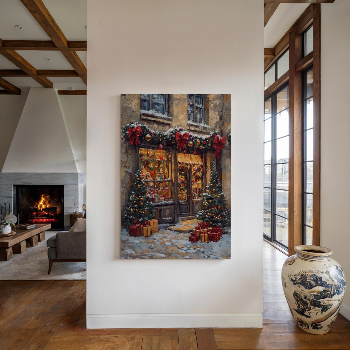 Snowy Christmas Shop Festive Storefront Village Holiday Poster - Image 5