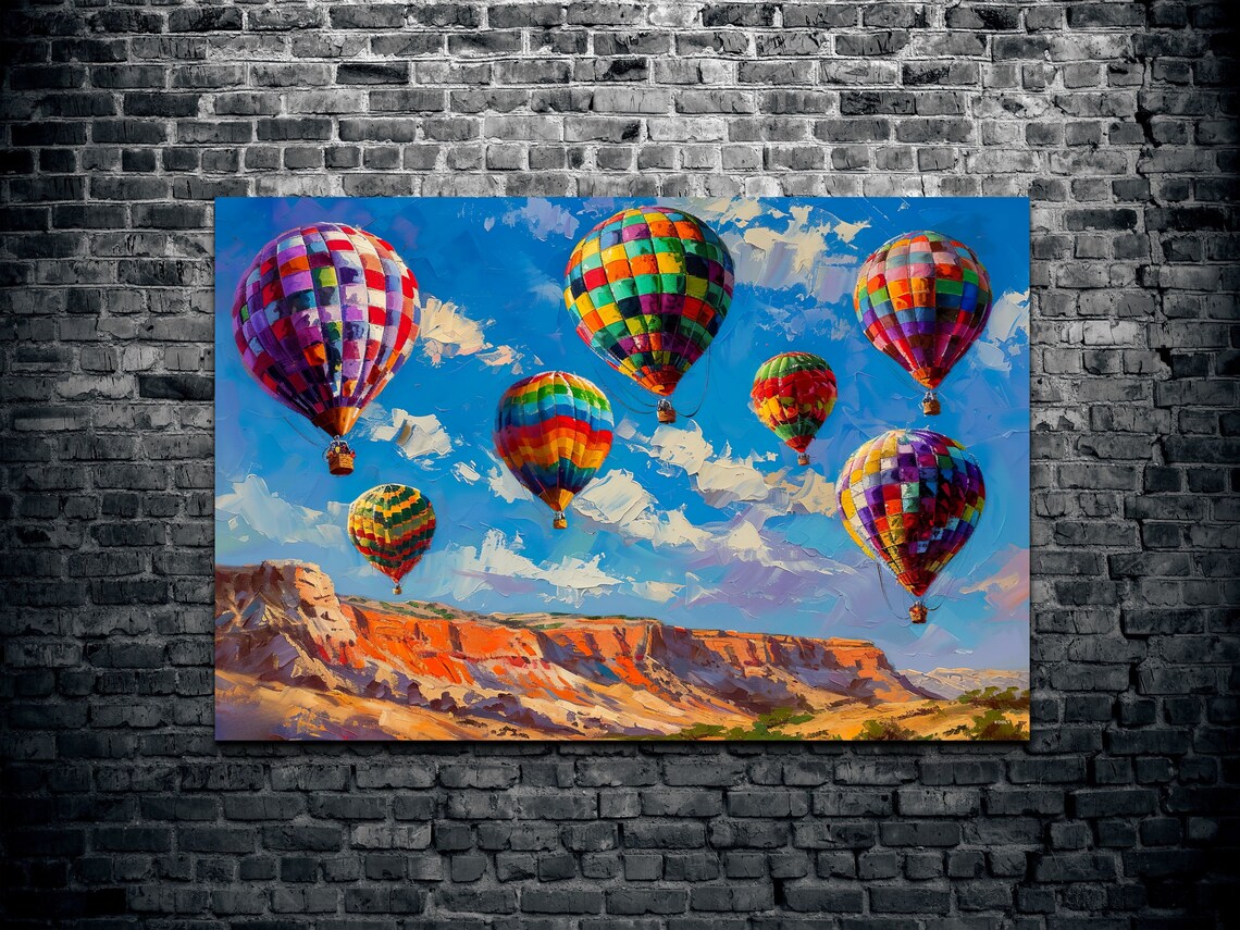 Southwestern Desert Hot Air Balloon, Retro Travel Poster - Image 2